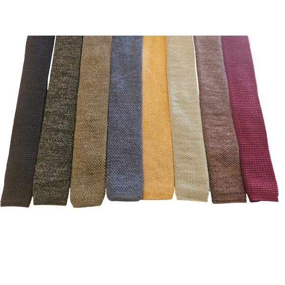8 Vintage Knit Sock Ties Tarleton Cavalier Sears 100% Wool Skinny Square End MCM